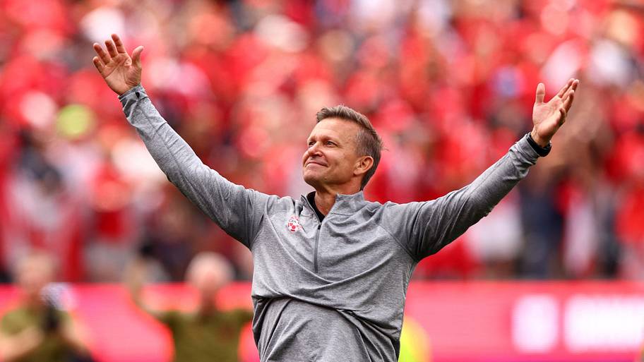 Canada coach Jesse Marsch celebrates