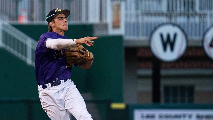 Marek Houston of the Fort Myers Mighty Mussels throws for an out against the Dunedin Blue Jays at Hammond Stadium on Saturday, Aug. 2, 2025. The Mussels won 3-2 in extra innings.