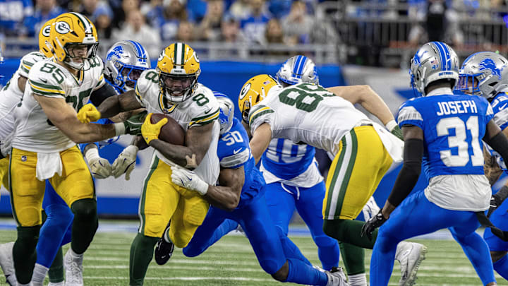 Packers' Josh Jacobs Reaches 1,000 Rushing Yards vs. Lions
