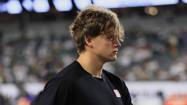 Oct 16, 2025; Cincinnati, Ohio, USA; Cincinnati Bengals quarterback Joe Burrow (9) walks on the sideline before the game against the Pittsburgh Steelers at Paycor Stadium. Mandatory Credit: Katie Stratman-Imagn Images
