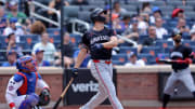 Jul 31, 2024; New York City, New York, USA; Minnesota Twins designated hitter Matt Wallner (38) follows through on a double against the New York Mets during the fifth inning at Citi Field. Mandatory Credit: Brad Penner-USA TODAY Sports