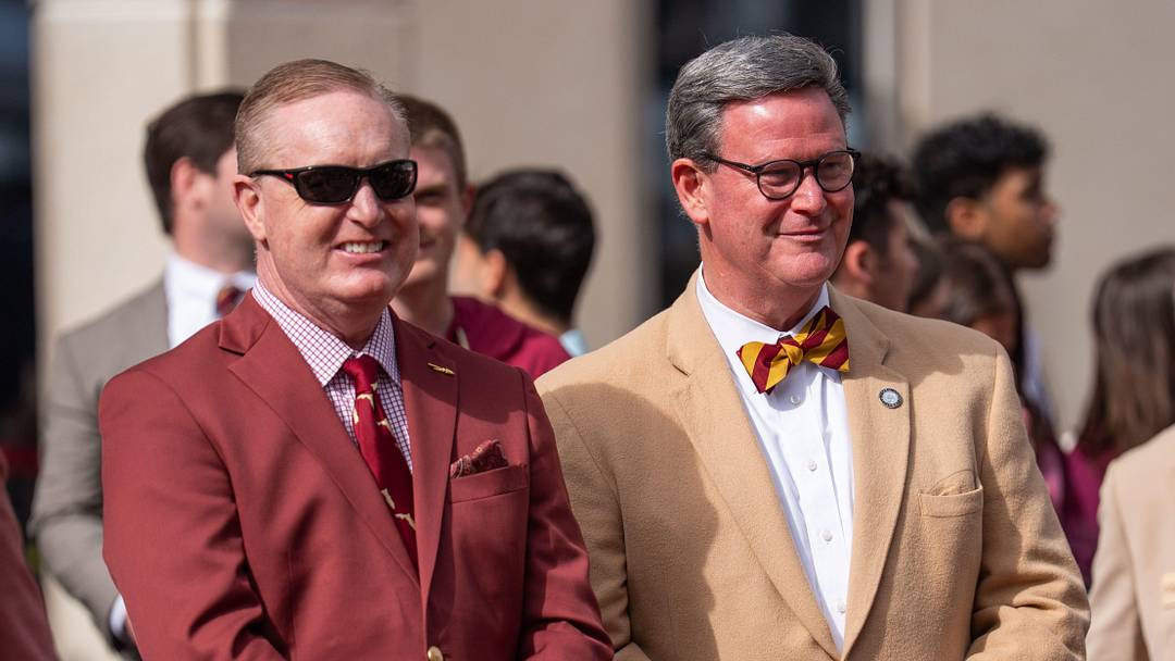 Florida State University Athletic Director Michael Alford stands with Mayor John Dailey during FSU Day at the capitol, Wednesday, Jan. 21, 2026.