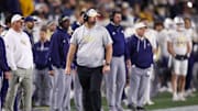Nov 21, 2024; Atlanta, Georgia, USA; Georgia Tech Yellow Jackets head coach Brent Key on the sideline against the North Carolina State Wolfpack in the fourth quarter at Bobby Dodd Stadium at Hyundai Field. Mandatory Credit: Brett Davis-Imagn Images