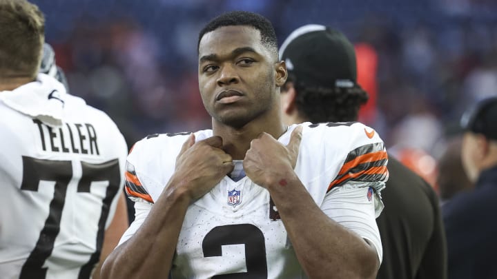 Dec 24, 2023; Houston, Texas, USA; Cleveland Browns wide receiver Amari Cooper (2) on the sideline during the fourth quarter against the Houston Texans at NRG Stadium. Mandatory Credit: Troy Taormina-USA TODAY Sports