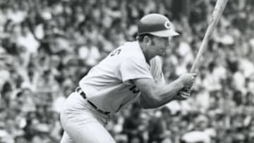 Jun 1965; Unknown location, USA; FILE PHOTO; Cincinnati Reds infielder Tommy Helms at bat during the 1965 season.
