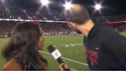 Andrew Luck left mid-interview to celebrate Stanford's touchdown against Cal.