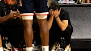 Cincinnati Bearcats head coach Wes Miller reacts in the second half of the NCAA basketball game against the Arizona Wildcats at the Fifth Third Arena in Cincinnati on Saturday, January 4, 2025.