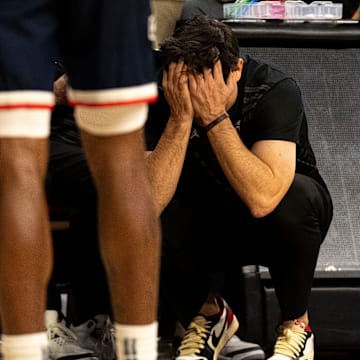 Cincinnati Bearcats head coach Wes Miller reacts in the second half of the NCAA basketball game against the Arizona Wildcats at the Fifth Third Arena in Cincinnati on Saturday, January 4, 2025.