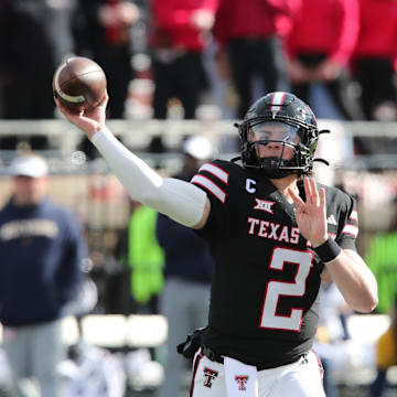  Texas Tech Red Raiders quarterback Behren Morton (2)  Mandatory Credit: Michael C. Johnson-Imagn Images