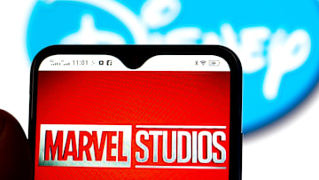 In this photo illustration, the Marvel Studios logo is seen...