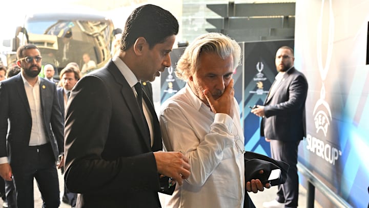 Vincent Labrune et Nasser al-Khelaïfi à Udine, avant la Supercoupe d'Europe