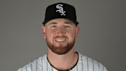 Feb 20, 2025; Glendale, AZ, USA;  Chicago White Sox Tim Elko (84) poses for a photo on media day at the team’s spring training facility in Glendale, AZ.  Mandatory Credit: Jayne Kamin-Oncea-Imagn Images