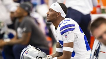 Oct 3, 2021; Arlington, Texas, USA; Dallas Cowboys cornerback Nahshon Wright (25) against the Carolina Panthers at AT&T Stadium. Mandatory Credit: Mark J. Rebilas-Imagn Images