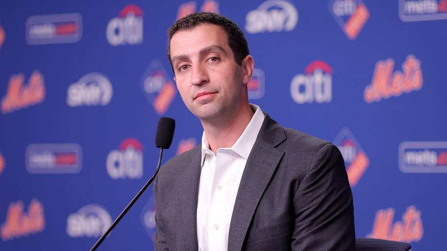 New York Mets president of baseball operations David Stearns speaks during a press conference 