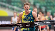 Nike Elite’s Cooper Lutkenhaus wins the boys 800 meters on the third day of the Nike Outdoor Nationals on June 21, 2025, at Hayward Field in Eugene. Back in Eugene on Aug. 3, he set a U18 world record.