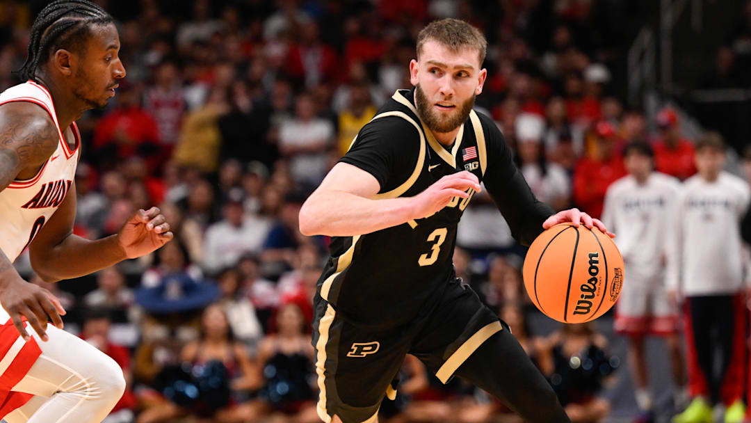 Purdue Boilermakers guard Braden Smith (3) dribbles the ball. Purdue Boilermakers guard Braden Smith (3) dribbles the ball.