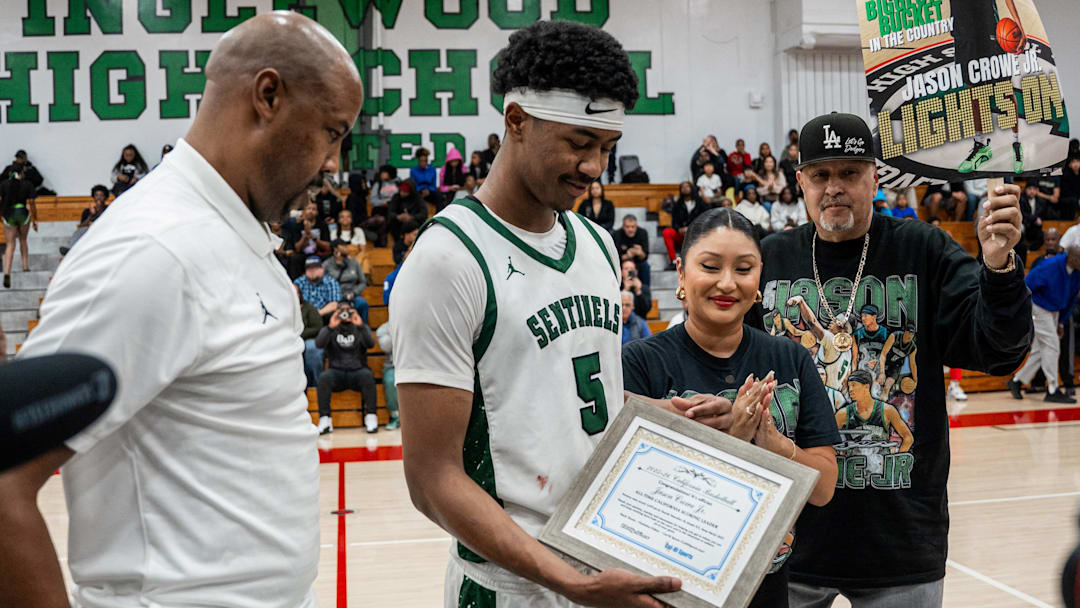 Jason Crowe Jr. broke the California all-time scoring record on Tuesday, Dec. 10 against Beverly Hills High. Jason Crowe Jr. broke the California all-time scoring record on Tuesday, Dec. 10 against Beverly Hills High.