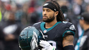Nov 21, 2021; Philadelphia, Pennsylvania, USA; Philadelphia Eagles free safety Avonte Maddox (29) before action against the New Orleans Saints at Lincoln Financial Field. Mandatory Credit: Bill Streicher-Imagn Images