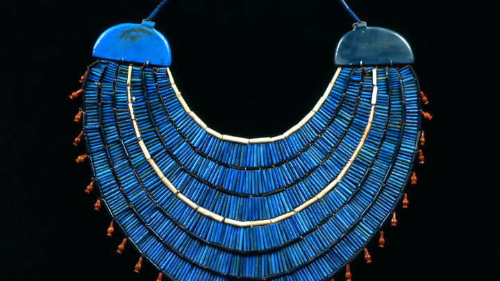 We invented jewelry (such as this ancient Egyptian beaded necklace) before we invented the wheel.