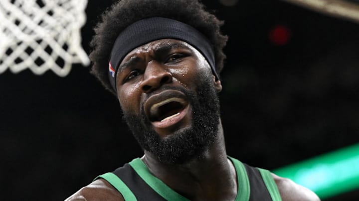 Mar 14, 2026; Boston, Massachusetts, USA; Boston Celtics center Neemias Queta (88) reacts after being called for a foul against the Washington Wizards during the first half at the TD Garden. Mandatory Credit: Brian Fluharty-Imagn Images