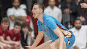 Florida State Seminoles forward Christian Nitu (11) reacts at a Stanford Cardinal player during the second half at Maples Pavilion. Mandatory Credit: Stan Szeto-Imagn Images