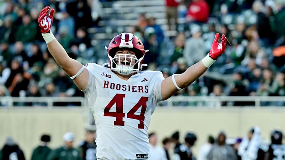 Indiana tight end Zach Horton celebrates.