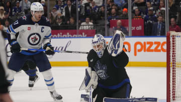Jan 24, 2024; Toronto, Ontario, CAN; Toronto Maple Leafs goaltender Ilya Samsonov (35) makes a glove