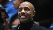 Former Duke Blue Devils player Jay Williams reacts during the second half between the Blue Devils and Auburn Tigers at Cameron Indoor Stadium. 