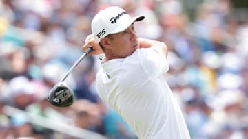 Collin Morikawa plays a shot during the U.S. Open