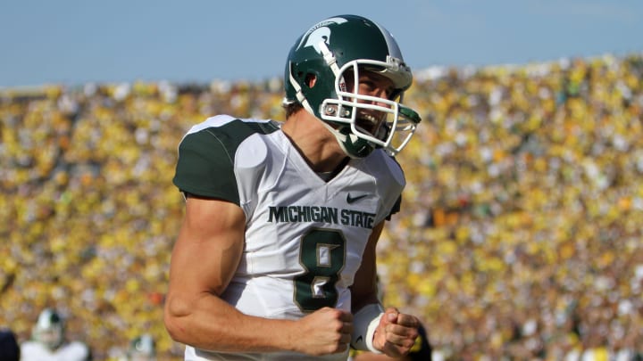 Oct. 9, 2010: Michigan State 34, Michigan 17, Michigan Stadium: MSU quarterback Kirk Cousins celebrates a Spartans touchdown.

Msufeat 100910 Rr34