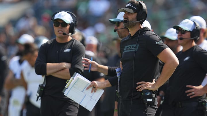 Kellen Moore (L), Nick Sirianni (R), Philadelphia Eagles