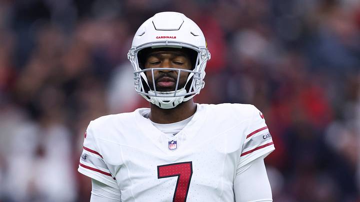 Dec 14, 2025; Houston, Texas, USA; Arizona Cardinals quarterback Jacoby Brissett (7) reacts after throwing in incomplete pass during the game against the Houston Texans at NRG Stadium. Mandatory Credit: Troy Taormina-Imagn Images