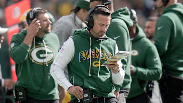 Green Bay Packers head coach Matt LaFleur is shown during the first quarter of their game against the Detroit Lions Sunday, September 7, 2025 at Lambeau Field in Green Bay, Wisconsin.