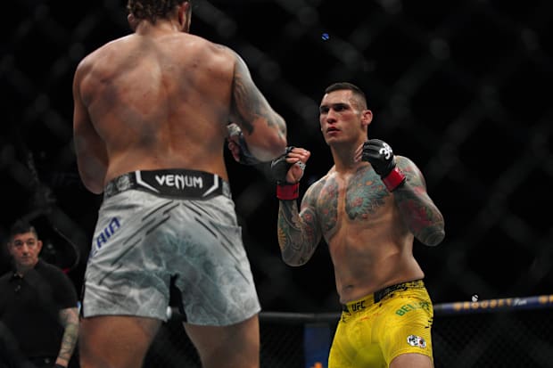 Rodolfo Bellato fights Ihor Potiereia during a UFC Fight Night at Moody Center. 