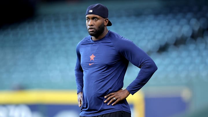 Houston Astros designated hitter Alvarez prior to a game against the Cincinnati Reds