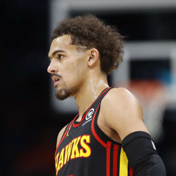 Feb 13, 2023; Charlotte, North Carolina, USA; Atlanta Hawks guard Trae Young (11) during the second half against the Charlotte Hornets at Spectrum Center. Mandatory Credit: Brian Westerholt-USA TODAY Sports