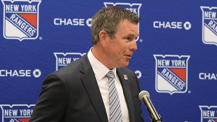 New York Rangers head coach Mike Sullivan is introduced during a press conference at the MSG Training Center. New York Rangers head coach Mike Sullivan is introduced during a press conference at the MSG Training Center.