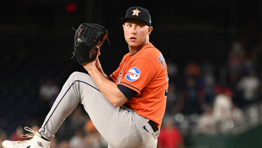 Houston Astros pitcher Nate Pearson (55) Credit: Rafael Suanes-Imagn Images