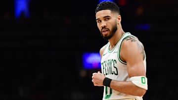 Boston Celtics forward Jayson Tatum (0) during the first half against the Orlando Magic at TD Garden.