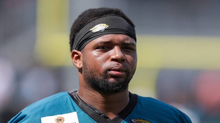 Jul 25, 2025; Jacksonville, FL, USA; Jacksonville Jaguars guard Sal Wormley (61) participates in training camp at Miller Electric Center. Mandatory Credit: Nathan Ray Seebeck-Imagn Images