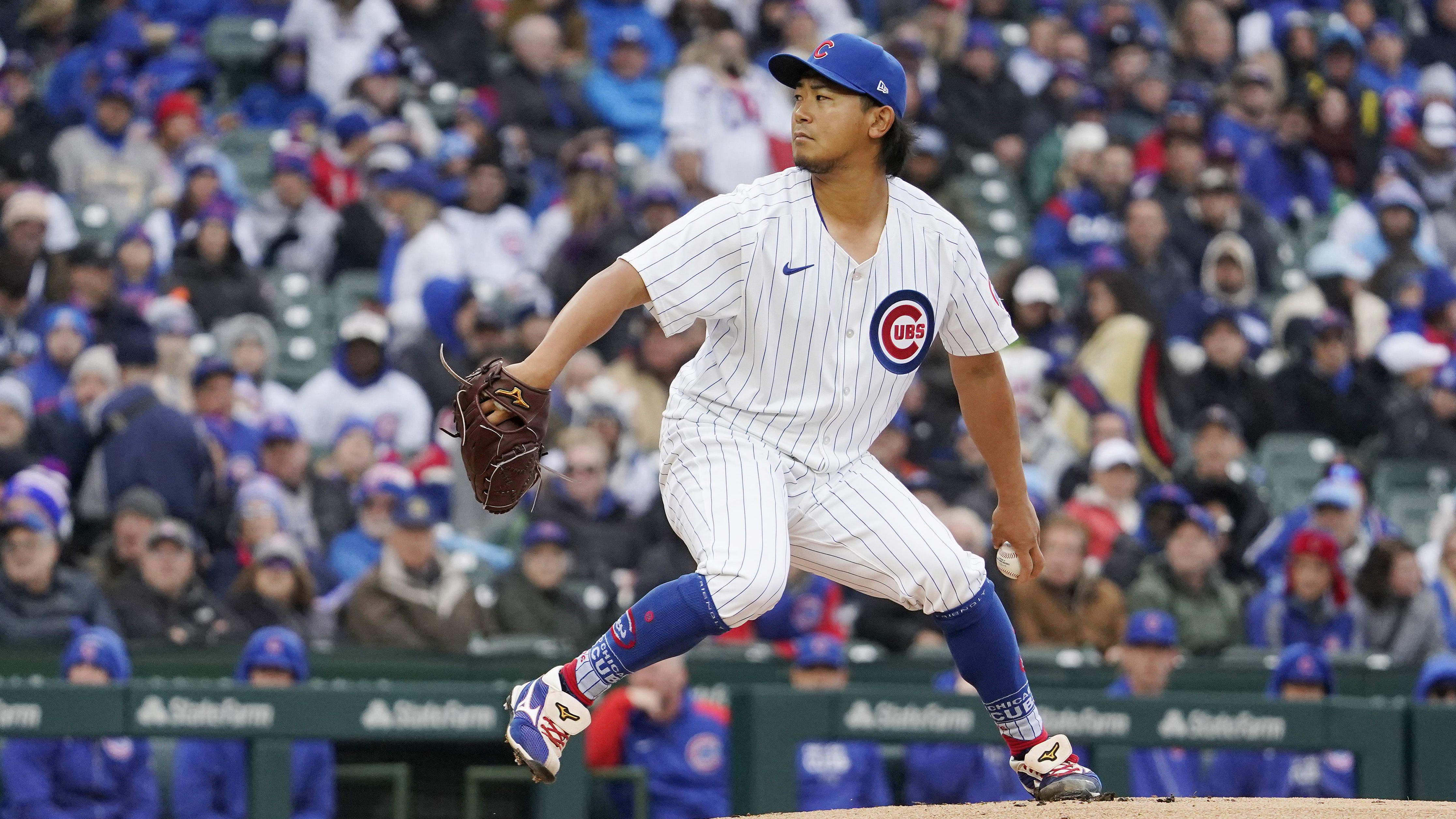 Apr 1, 2024; Chicago, Illinois, USA; Chicago Cubs starter Shota Imanaga (18) pitches against the Colorado Rockies.