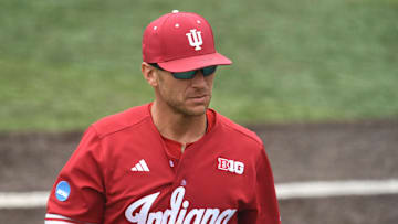 Indiana head coach Jeff Mercer during the NCAA Baseball Tournament Knoxville Regional game against Southern Miss at Lindsey Nelson Stadium on Friday, May 31, 2024 in Knoxville, Tenn.