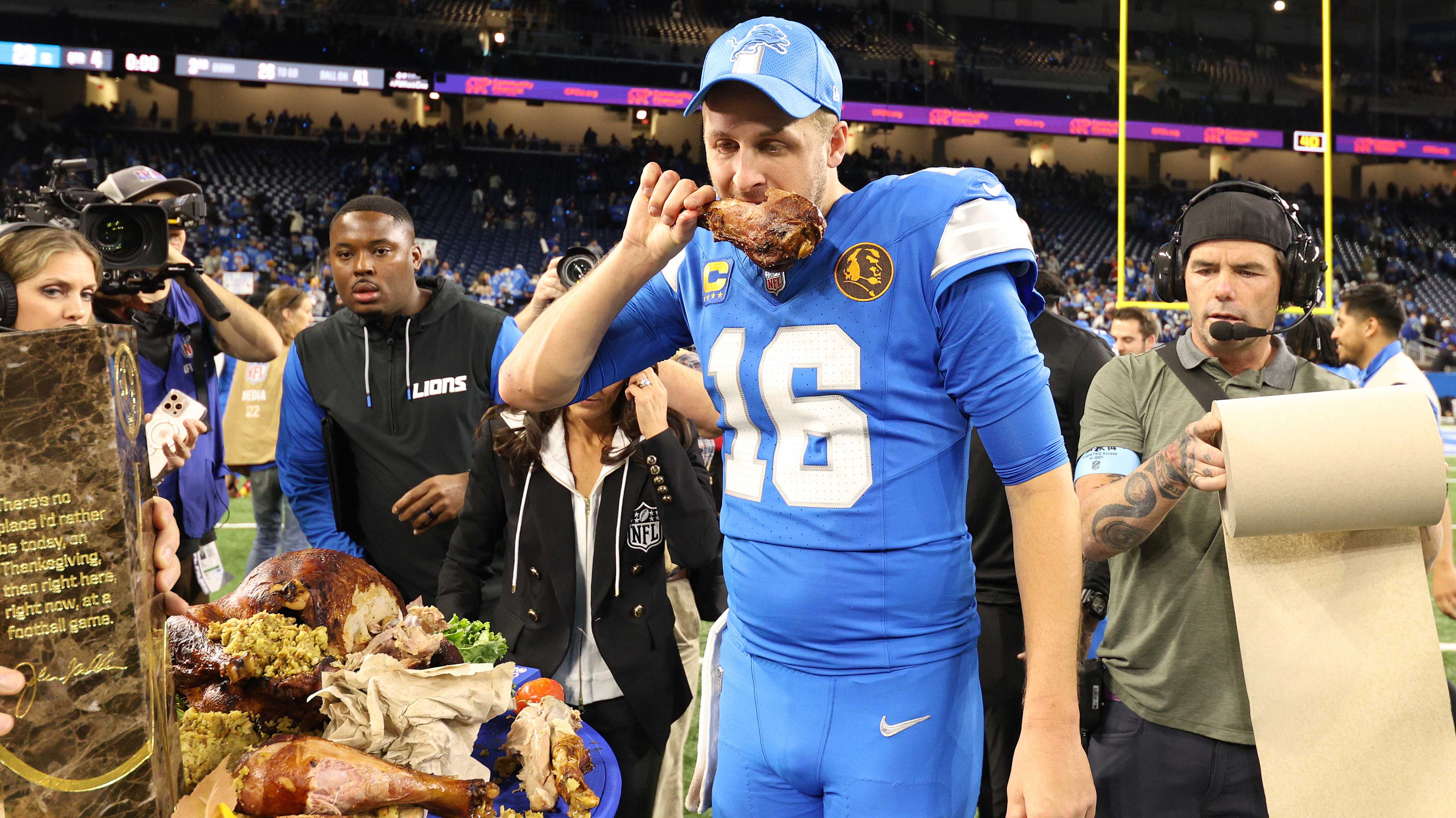 Jared Goff relishes checking off bucket list item with Thanksgiving MVP