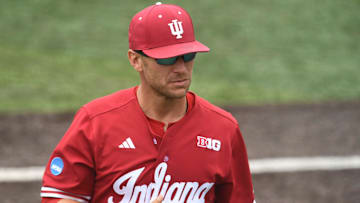 Indiana head coach Jeff Mercer during the NCAA Baseball Tournament Knoxville Regional game against Southern Miss at Lindsey Nelson Stadium on Friday, May 31, 2024 in Knoxville, Tenn.