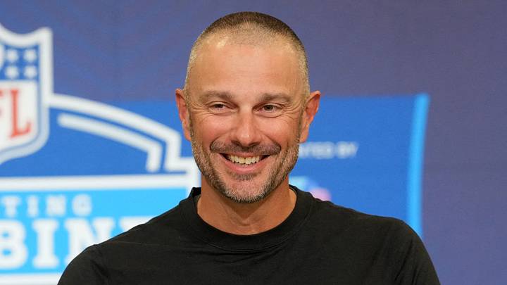 Las Vegas Raiders general manager John Spytek speaks at the NFL Scouting Combine at the Indiana Convention Center.