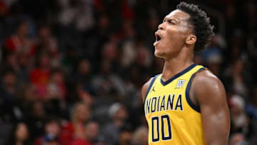 Indiana Pacers wing Bennedict Mathurin (00) during a game against the Atlanta Hawks.