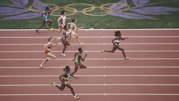 Gail Devers dominated the field in the women's 100 at the 1996 Summer Games in Atlanta.