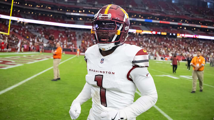 Washington Commanders cornerback Noah Igbinoghene against the Arizona Cardinals at State Farm Stadium. Washington Commanders cornerback Noah Igbinoghene against the Arizona Cardinals at State Farm Stadium.