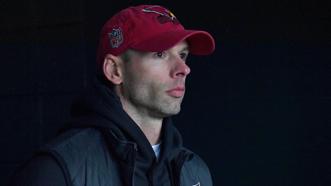 Dec 31, 2023; Philadelphia, Pennsylvania, USA;  Arizona Cardinals head coach Jonathan Gannon in the tunnel before the game against the Philadelphia Eagles at Lincoln Financial Field. Mandatory Credit: Eric Hartline-Imagn Images
