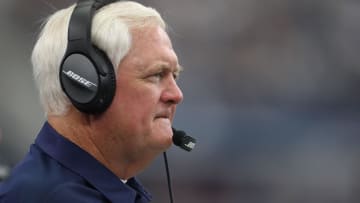 Oct 1, 2017; Arlington, TX, USA; Los Angeles Rams defensive coordinator Wade Phillips on the sidelines during the game against the Dallas Cowboys at AT&T Stadium. Mandatory Credit: Matthew Emmons-USA TODAY Sports